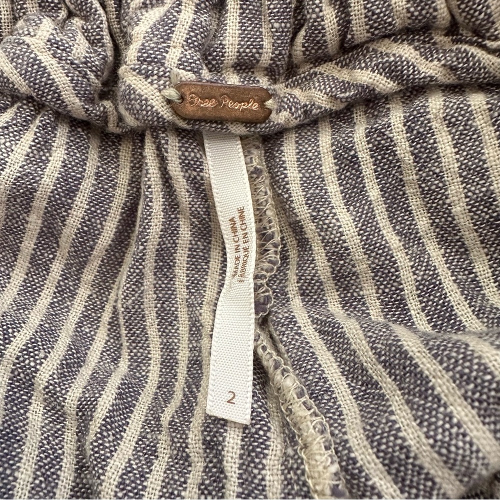 FREE PEOPLE ‘Off The Shore’ Linen Blend Striped Wide Leg Jumpsuit Women’s Size 2 - Picture 8 of 12